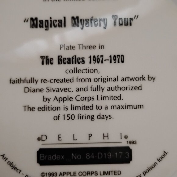 1993 The Beatles "Magical Mystery Tour" Collector's Plate - Picture 6 of 10